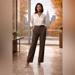 Rafaella Womens Size 16 Brown Stretch Career Pants Straight Leg Office Work New